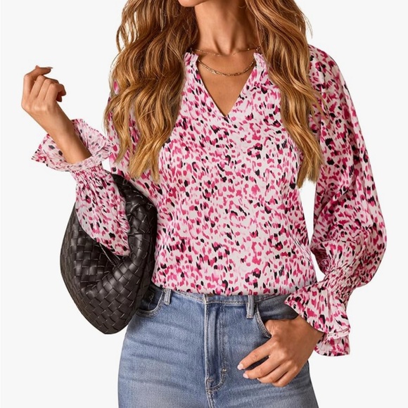 Tops - Pink Leopard Print Women's Top